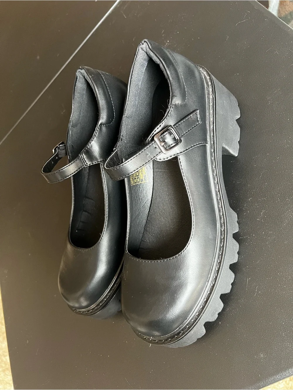 Black Mary Jane Shoes with Chunky Sole